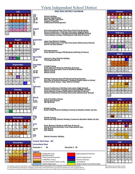Ysleta Calendar