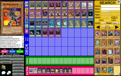 Yu gi oh deck builder. Easy tool to construct and build your Deck for Yu-Gi-Oh TCG. Yugioh.cardsrealm. Login. Yu-Gi-Oh TCG. Cards. Sets. Articles. Decks. Forum. Tournament. Combos. Go Ad-Free. YGO > Decks > Deckbuilder. Name of the deck: Format: TAGS. Secret deck. Add this deck to a folder: Import cards. Add cards to your deck: … 