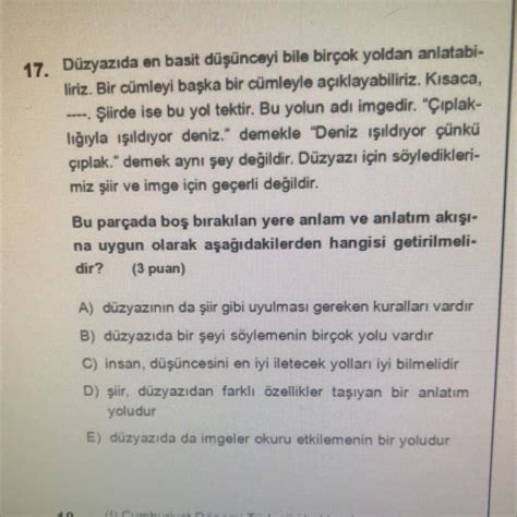 Yukarıdaki parçada boş bırakılan yere aşağıdaki sanatçılardan hangisi getirilmelidir? A)Cahit Külebi B)Asaf Halet Çelebi C)Attila İlhan D)Behçet Necatigil E)Ceyhun Atıf Kansu CEVAP:B şıkkı ASAF HALET ÇELEBİ' dir.