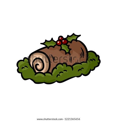 Yule log topped with berries doodle Royalty Free Vector