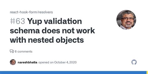 Yup validation schema does not work with nested objects #63 - Github