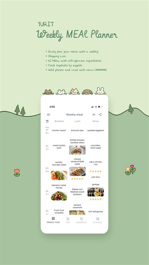 Yurit weekly meal planner APK Download for Android 