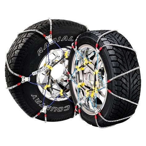 Install tire chains on the front tires only. Be
