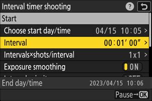 Z6II: Interval Timer shooting: How to change 'Shots/Interval' - balustradellc