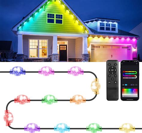 ZAIYW Outdoor Fence Lights 50ft 8 Pack, Smart RGB Build in - balustradellc