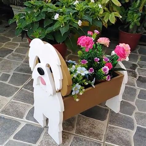 ZAPION Dog Planter Garden Flower Pot Dog Flower Pot Storage …