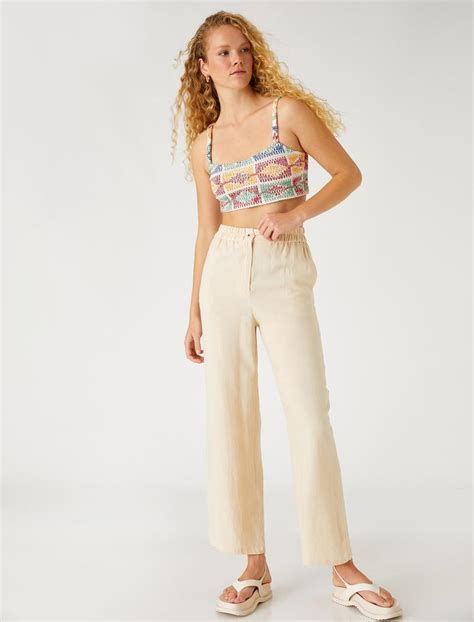 ZARA TIMELESS %100 KETEN PATCHWORK BOL PANTOLON. 