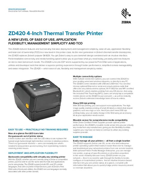 ZD620 and ZD420 Desktop Printers User Guide - Zebra Technologies - balustradellc