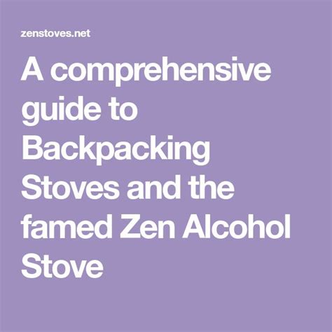 Zen Backpacking Stoves - Home of the Alcohol Stove - balustradellc