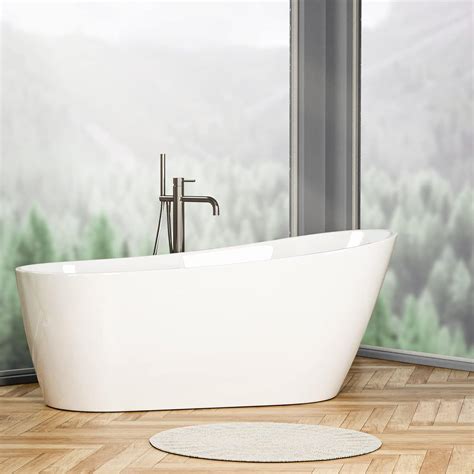 Zevemomo 59Inch Acrylic Freestanding Bathtub with Brushed Nickel ... - balustradellc