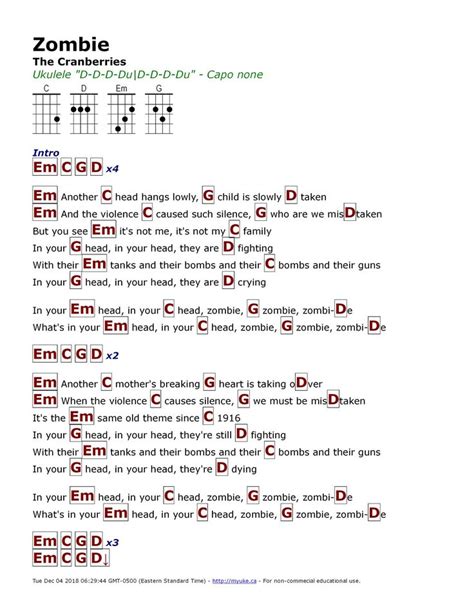 ZOMBIE CHORDS (ver 2) by The Cranberries - Ultimate Guitar