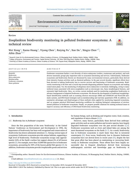 Zooplankton biodiversity monitoring in polluted freshwater ecosystems ... - muktibox.com