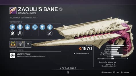 Zaoulis bane god roll. God Roll Hub In-depth stats on what perks, weapons, and more are most popular among the global Destiny 2 Community to help you find your personal God Roll. God Roll Finder Flexible tool to find which weapons can drop with specific combinations of perks. Tons of filters to drill to specifically what you're looking for. 