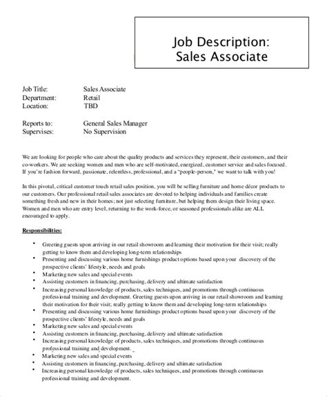 Zara Sales Associate Job Description