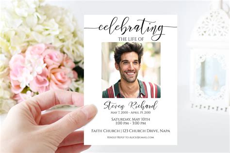 Zazzle celebration of life invitations. Celebration Of Life Eucalyptus Greenery Funeral Invitation Postcard. Rustic Memorial Funeral / Celebration Of Life Invitation. These sympathy funeral invitations feature a modern elegant eucalyptus botanical greenery on a modern white and gold. Personalize this celebration of life funeral invitation with your loved ones name & dates, event details. 