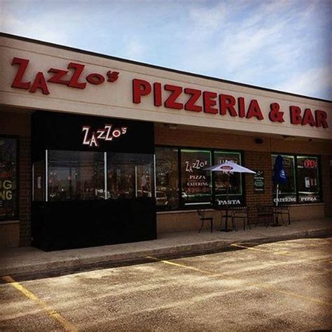Zazzos - Zazzo's Pizza & Bar menu features: Appetizers, Salads, Rib, Chix, and Seafood, Pizza, Sandwiches, Pastas & Sides.