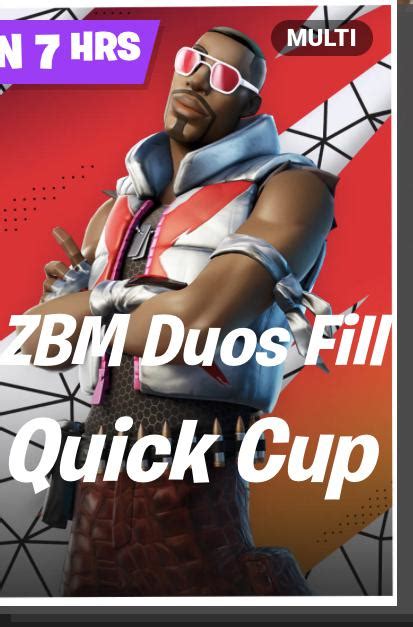 Zbm duos fill quick cup. Quick Cup. Fridays. ZBM Duos Quick Cup. Compete for bragging rights in this shorter format tournament. Players must be at least 13 years old (or such other age, … 