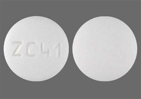 Zc41 pill. Further information. Always consult your healthcare provider to ensure the information displayed on this page applies to your personal circumstances. Pill Identifier results for "C4 White and Round". Search by imprint, shape, color or drug name. 