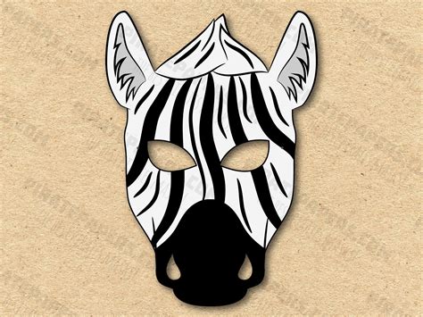 Zebra Mask Paper Craft , Beautiful Zebra with stripes, DIY Template. 