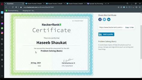 Zeenat Jahan on LinkedIn: HackerRank Skill Certificate