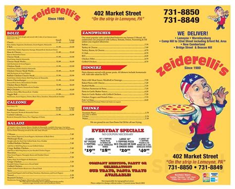 Zeiderelli's - Zeiderelli's is a basic pizzeria that serves a variety of pies and Italian hot & cold subs, pasta dishes, and sides. It offers a range of service options including outdoor seating, curbside pickup, no-contact delivery, delivery, takeout, and dine-in. 