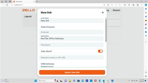 Zello gateway mode.  Add the account I'm trying to set up a Windows compute...