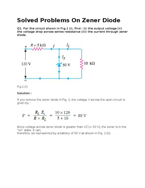 Zener Diode Trade Solved Problems