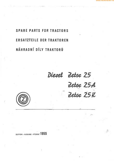 Zetor 25 25a 25k spare parts manual. - New idea disc mower 5408 part manual.