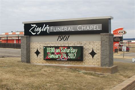 Ziegler Funeral Chapel | provides complete funeral services to the local community. Who We Are. Our Staff; Our Locations; Our Calendar; Contact Us; Directions; Call: (620) 225-0518; Call: (620) 225-0518; Ziegler Funeral Chapel & Crematory.. 