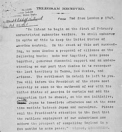 A coded telegram dispatched by the Foreign Secretary of the German Empire, Arthur Zimmermann, on January 16, 1917, to the German ambassador in Mexico, Heinrich von Eckardt, at the height of World War I. The telegram instructed the ambassador to approach the Mexican government with a proposal to form a military alliance against the United …. 