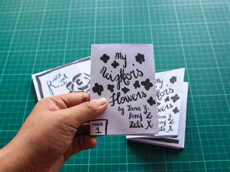 Zine making. I made a zine (zeen... zean...?)! Here is my complete process - the theme was drawing things that were missing other things... like a flower pot missing a fl... 