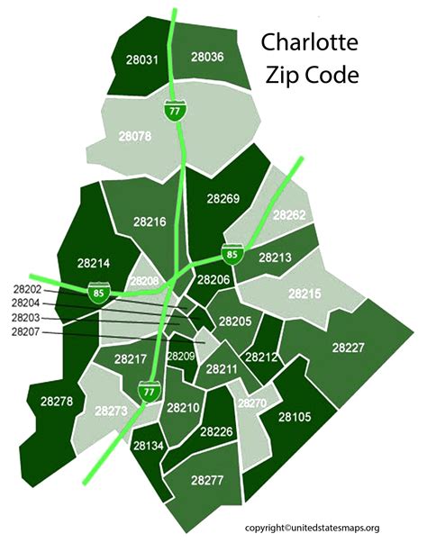 Zip Code Map Charlotte Map Vector
