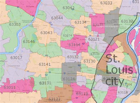 Zip Code Map St Louis Color 2018