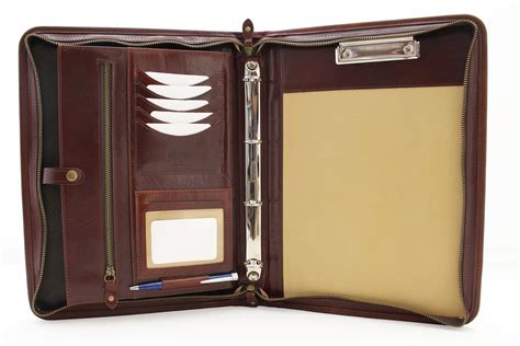 Zippered Padfolio Portfolio Binder Leather Business Portfolio