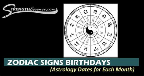 Zodiac Signs Birthdays - Strength Essence