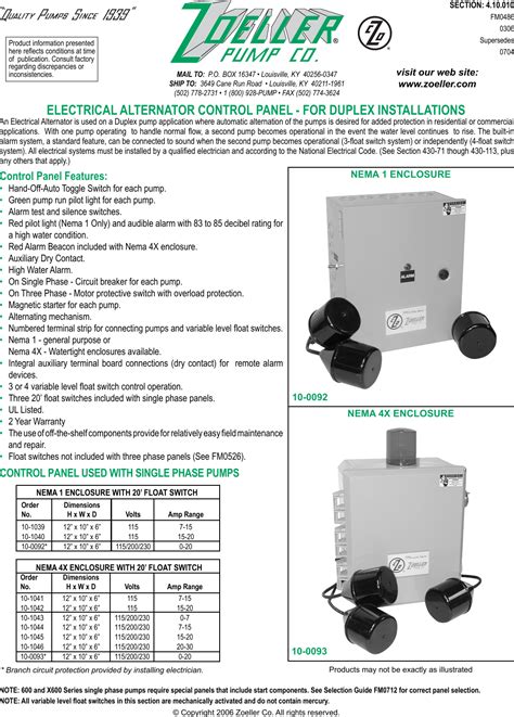 Zoeller electrical alternator control panel installation manual. - Permanente komponenten makroökonomischer variablen in der schweiz.