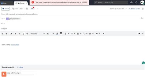 Zoho Mail Message and Attachment Size Limits