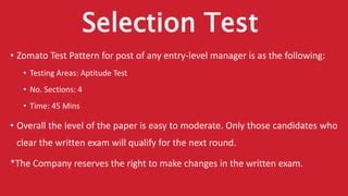 Zomato Test Pattern Written Zomato Selection Process