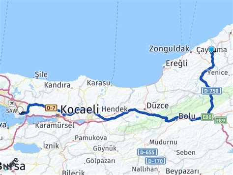 Zonguldak gebze arası kaç km