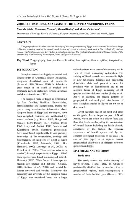 Zoogeographical Analysis of the Egyptian Scorpion Fauna …