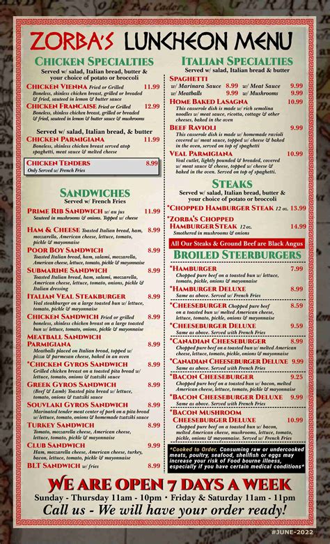 Zorbas menu cedartown. Going out for a meal is a great way to satisfy an appetite without doing the cooking. When it comes time to choose where to go, it’s helpful to glance over the menu online. This wa... 