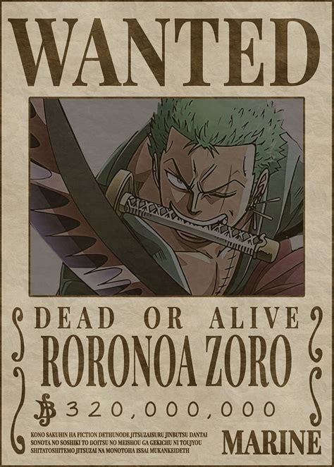 ONE PIECE Luffy Poster Anime Zoro 3 Billion Bounty Wanted Posters Four  Emperors Action Figures Vintage