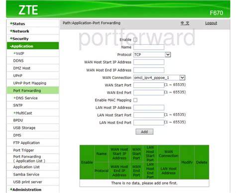 Zte port forwarding not working.  I've also tried setting the First remar...