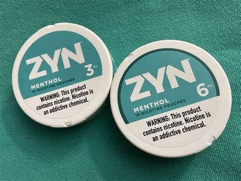 Zyn 100 pouch pack. The first product in this category was ZYN marketed by Swedish Match North America. ZYN comes in three strengths, 3, 6, and 8 mg, and is packed in a white pouch that is put under the upper lip. In the United States ZYN appears very popular among smokeless tobacco users. 7 One possible reason for its appeal may be that it is a non-tobacco product. 