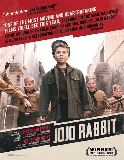 ___ rabbit 2019 oscar-nominated film. Feb 3, 2020 · Jojo Rabbit (2019 movie) Yep, the set of a Taika Waititi-directed movie is definitely as fun as you’d imagined. The cast of the New Zealand-born director’s Oscar-nominated film Jojo Rabbit ... 