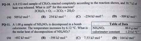 A 0152 Mol Sample Of Ch2o2