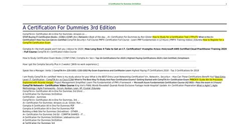A Certification For Dummies 3rd Edition