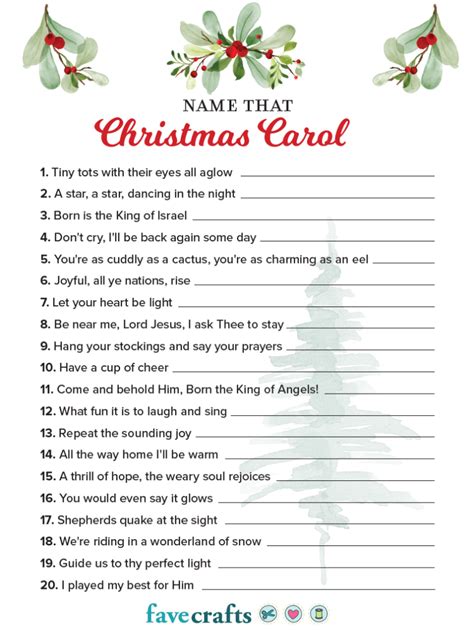 A Christmas Carol Printable   Name That Christmas Carol Printable Game The Benson - A Christmas Carol Printable