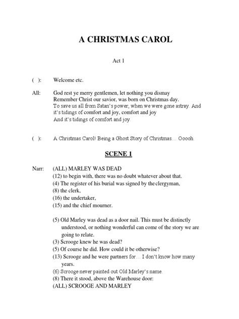 A Christmas Carol Script Short Version