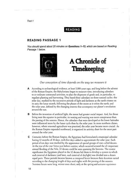 A Chronicle Of Timekeeping Reading Answers